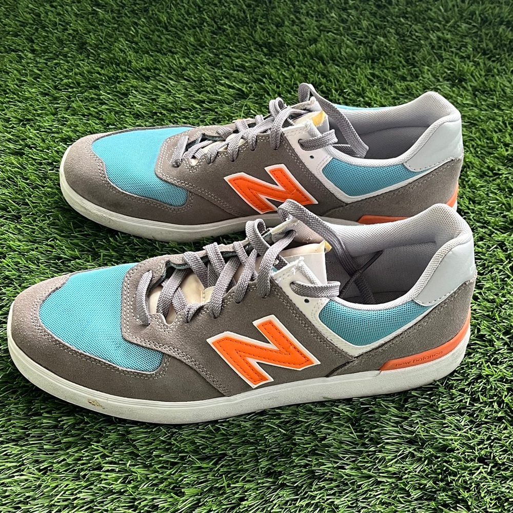 New Balance Men's Blue and Gray Sneakers with Orange Highlights